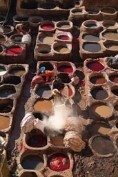 Fes, Chouara tannery, ash thrown in the dye