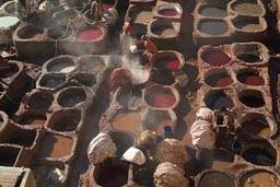 Fes, Chouara tannery, ash thrown in the dye