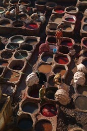 Fes, Chouara tannery, ash thrown in the dye