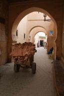 Arches Medersa Ben Youssouf, donkey cart..