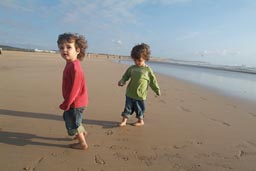 Twins on beach