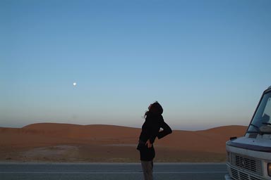 Moon sets, a early morning yawn in Mauritania.