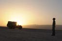 Desert sunset, Land Rover