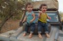 Land Rover twins on bonnet.