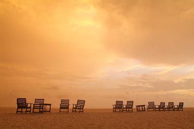 Deck chairs on No2 river beach, Freetown peninsula.