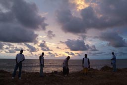 Ghanian friends, sea and sunset.