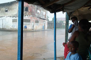 Harper, Maryland, Liberia, It pours, thunder storm, womem and children shelter.