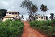 Harper, Maryland, Liberia, view from Cape UN-base towards Red Cross Commitee and Danish Refugee Council DRC mission.