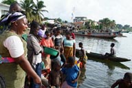 Harper, Maryland, Liberia, at sea front, Fish market, pirogues.