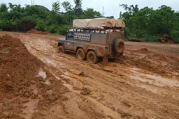 Muddy strech, Land Rover Defender stuck, Liberia.