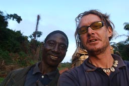 Evening twilight, African Abdenego and I, near Zwedru, Liberia.