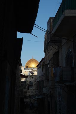 Dome of the rock, Jerusalem, between houses.