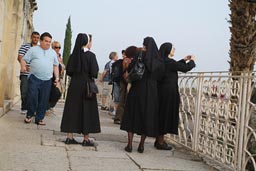 Nuns in Capharnaum, the synagogue.