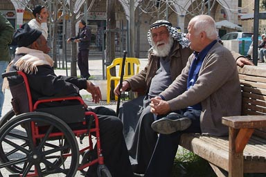 Arab men Manger Square Bethlehem.