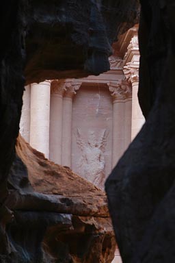 First glimpse on the Treasure, Petra, Jordan.