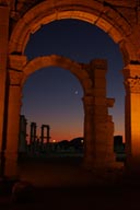 Dusk and arche and new moon, Palmyra. Dusk and arche and new moon, Palmyra.