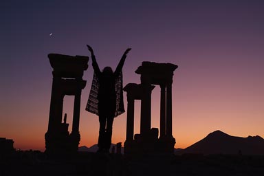 Tetrapylone, Syria, Silhuette Palmyra. Tetrapylone, Syria, Silhuette Palmyra.