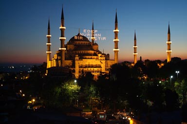 Lighting during Ramadan of Sultan Ahmed mosque.