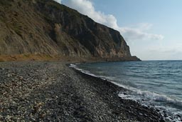 Black pebbles on beach, Marmara coast.