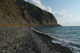 Black pebbles on beach, Marmara coast.