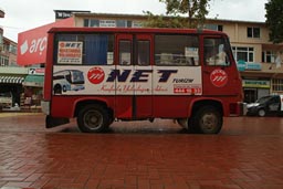 Cute little red bus in Sinop, Turkey.