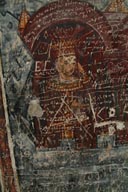 Engravings, vandalism by tourists, Sumela Monastery on Frescoes.