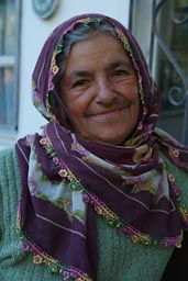 Old women in Camlikaya, grey hair, unveiled, smiling, Black sea coast region Turkey.