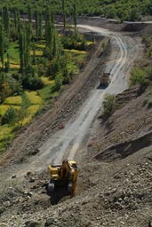 Komatsu dredge, earth moving in Coruh valley, Turkey.