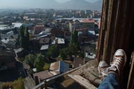 Sitting on clock tower, early morning Erzurum below in a haze.