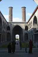 Double Minaret Medresse, Erzurum, veiled Muslim women.