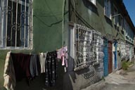 Laundry hung out for  drying in Erzurum old district.