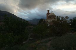 Ispir Castle, Turkey, green setting, mosque and minaret.