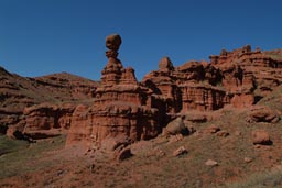 Anatoian, red rock spikes, shaped by the elements.