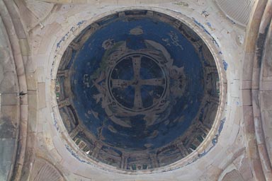 Ishan blue fresco in Dome of Georgian Church, Turkey.