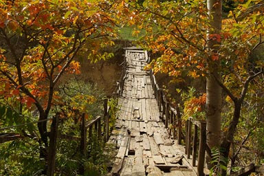 Wooden suspension food bridge eastern Turkey, near Ardanuc.