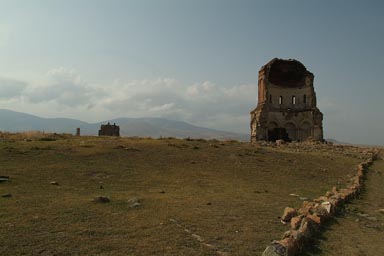 Church of the holy redeemer in Ani, Cathedral far in back.