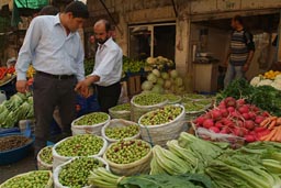 Trade in green olives, Mardin Turkey.