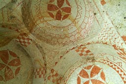 Rock church, ochre frescoes, Cappadocia.