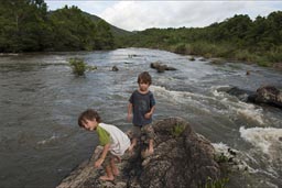 The boys from Guacamallo Bridge over Macal River in the Belize high lands.