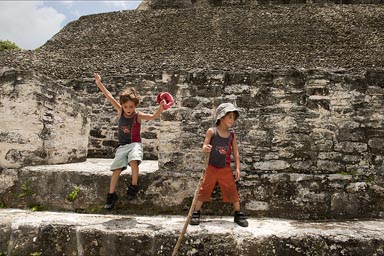 My boys in Xunantunich, Belize.