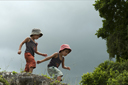 The boys are out to expore the site further, Xunantunich, Belize.