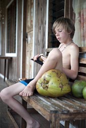 Marco and coconut, Costa Rica.