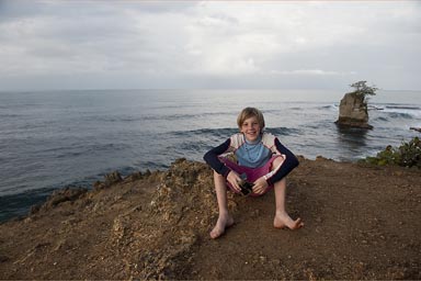 Marco and the rock, calmer day, Manzanillo, Costa Rica.