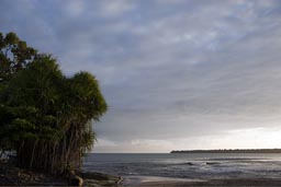 Morning Cahuita, Punta Cahuita in back, our destination. Costa Rica.