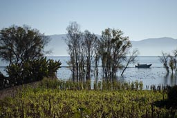 Lake Atitlan and boat.