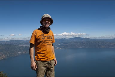 Over Lake Atitlan. Me and sun hat.