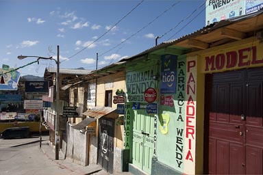 Colorful, painted houses, San Marcos, Guatemala, Western Highlands.