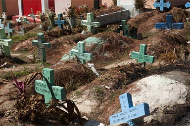 Cyan crosses, cementry, Chichicastenango.