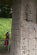 Woman admires Maya stela in Quirigua, Guatemala.