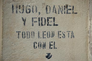 All of Leon is with them, graffiti on house wall in Leon, Nicaragua.